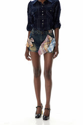 Crofton Deconstruct Grid Denim Mini Skirt