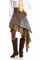 Edoardo Grid Leopard Mini Skirt
