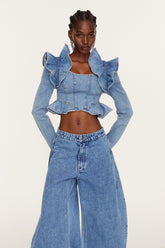Estrella Ruffle Denim Top