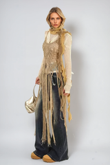 Anraí Cutout Fringe Knit Top