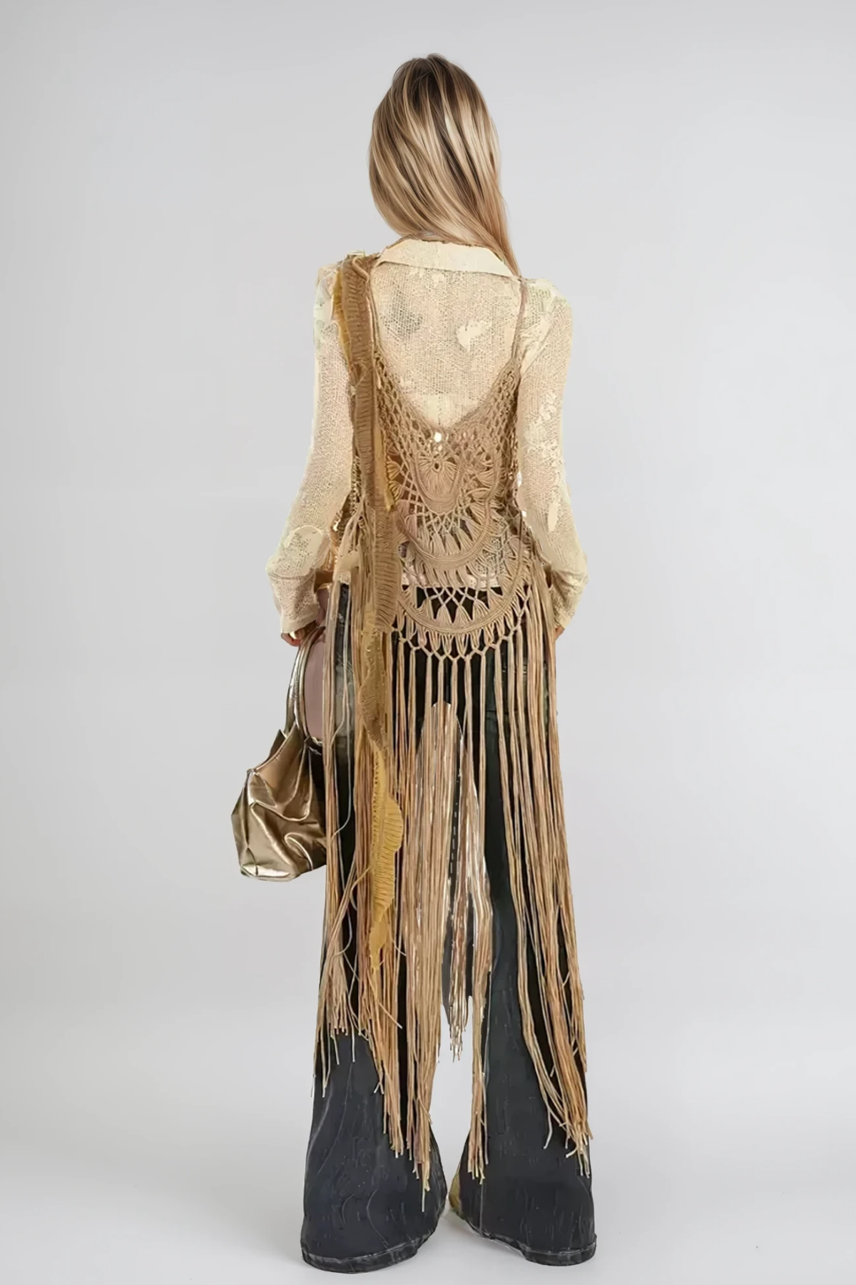 Anraí Cutout Fringe Knit Top
