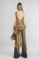 Anraí Cutout Fringe Knit Top