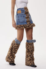 Elham Leopard Faux Fur Mini Skirt