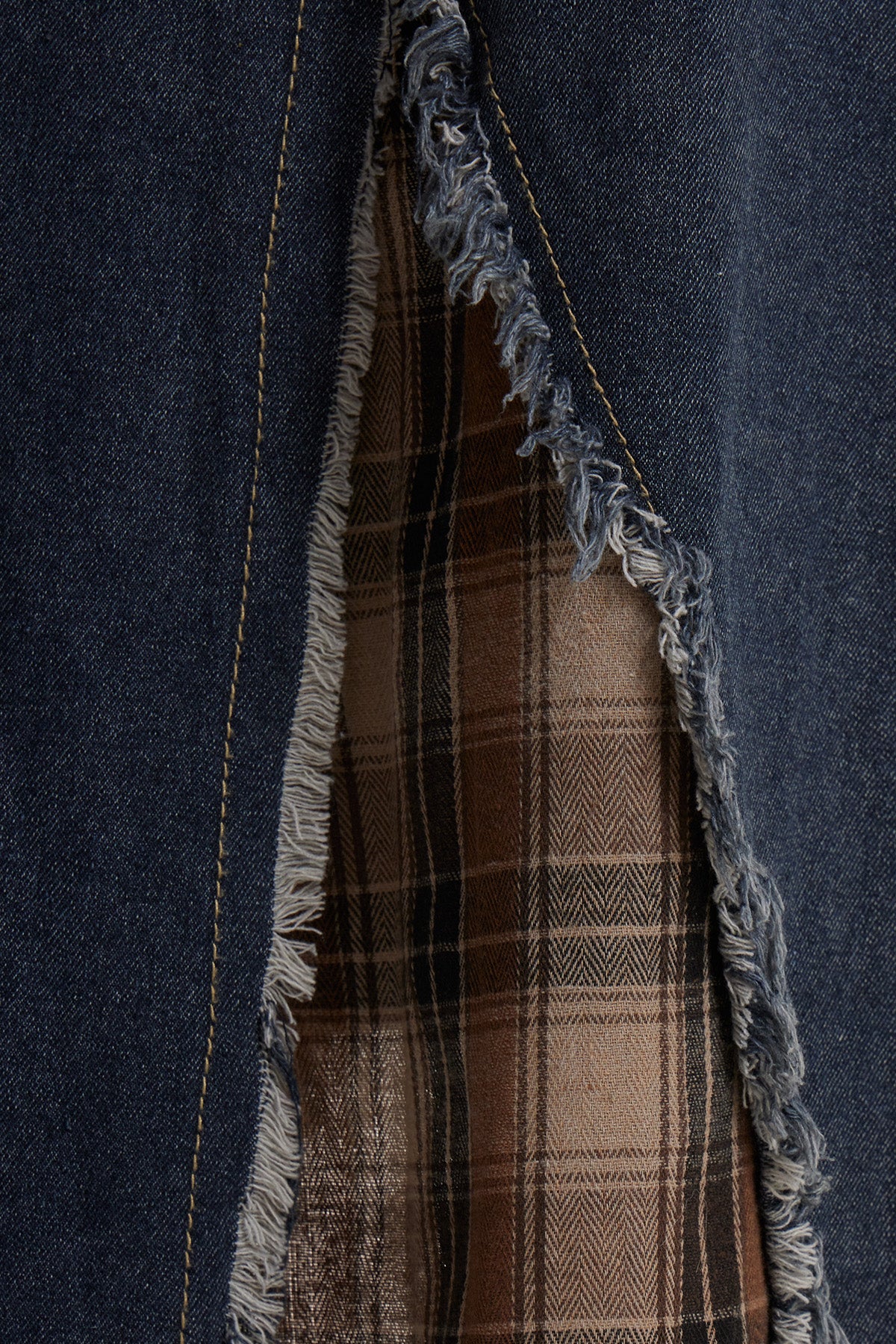 Enitan Asymmetric Fringe Grid Maxi Skirt